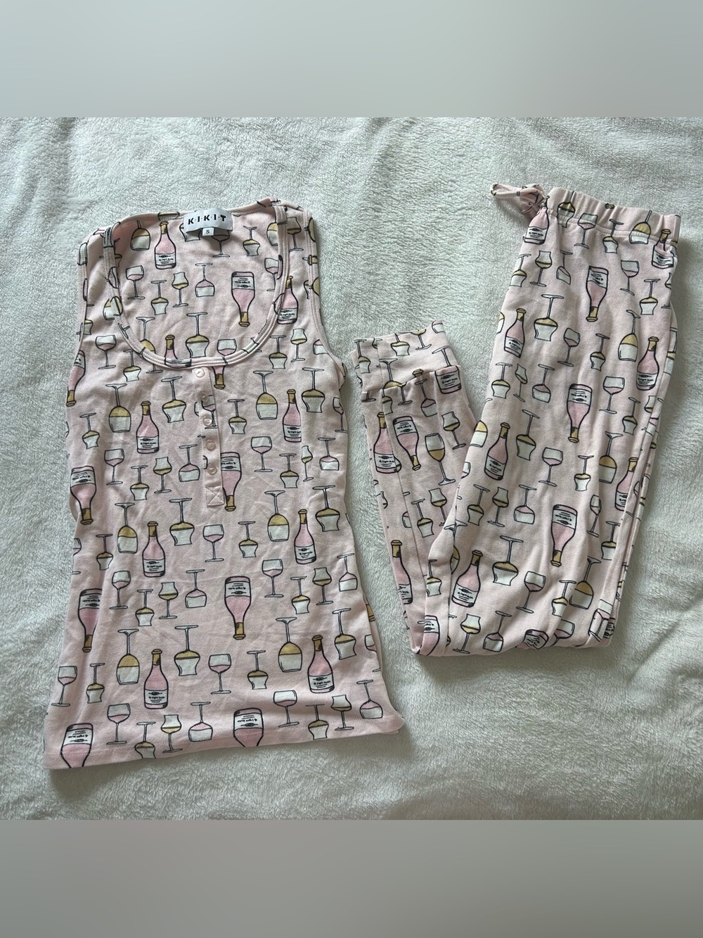 Champagne & Wine Pajama Set – Pink – Size Small